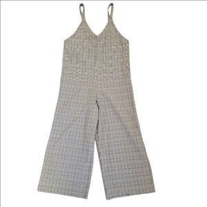 Hem & Thread Jumpsuit Romper Size Medium Brown Plaid Wide Leg Classic Trendy